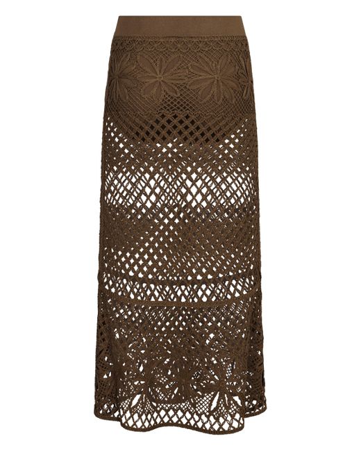 Pinko Brown Crispo Crochet Knit Skirt