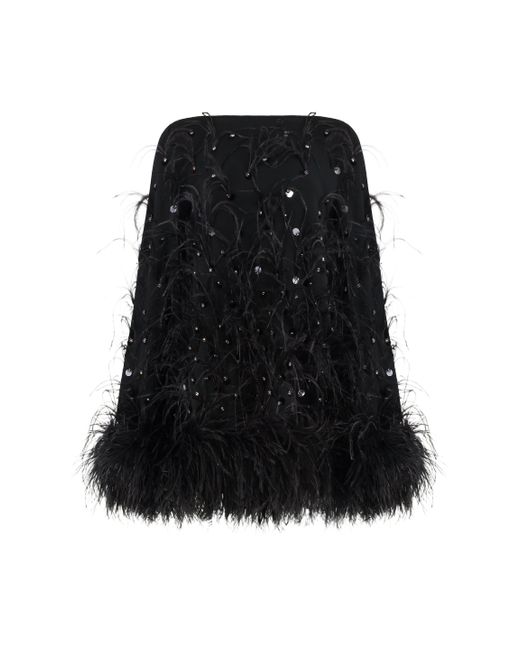 LES FILLES D'EVA Black Mini Dress With Sequins And Feathers