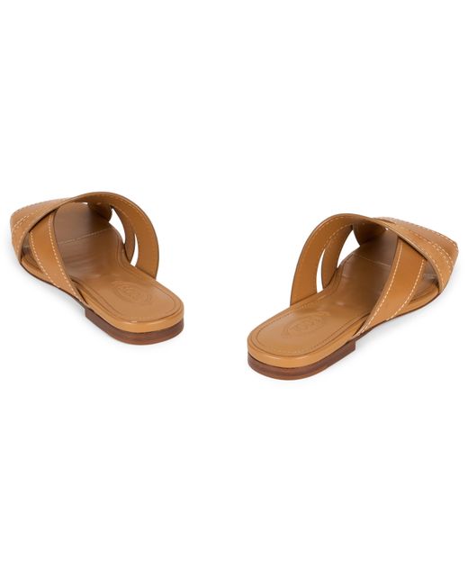 Tod's Brown Smooth Leather Sandal