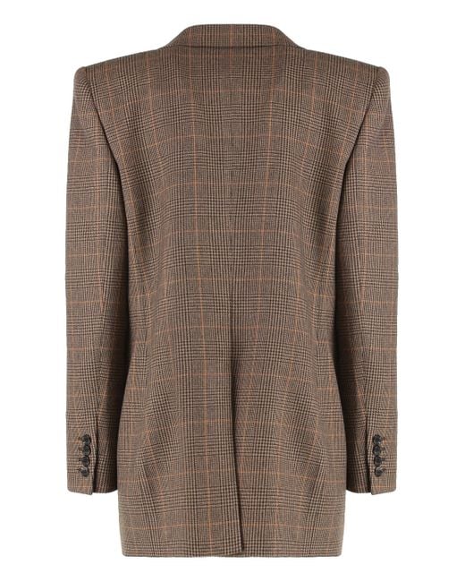 Saint Laurent Brown Prince Of Wales Wool Jacket