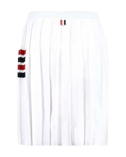 Thom Browne White Pleated Knit Skirt With Elastic Waistband