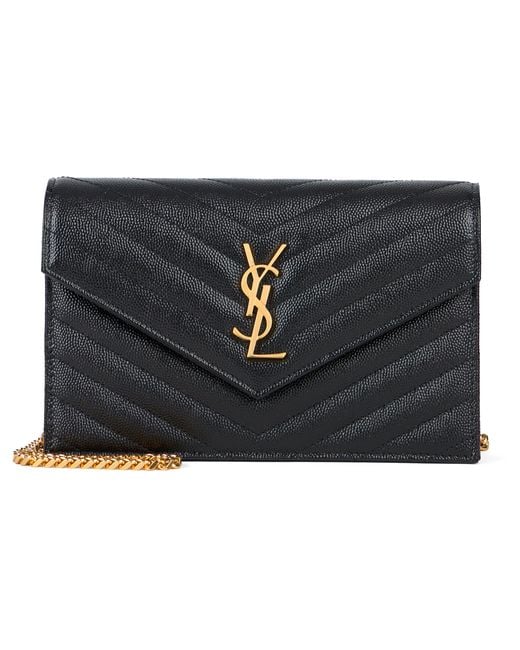 Saint Laurent Gray Cassandre Envelope Chain Wallet