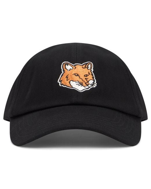 Maison Kitsuné Black Baseball Cap With Embroidery