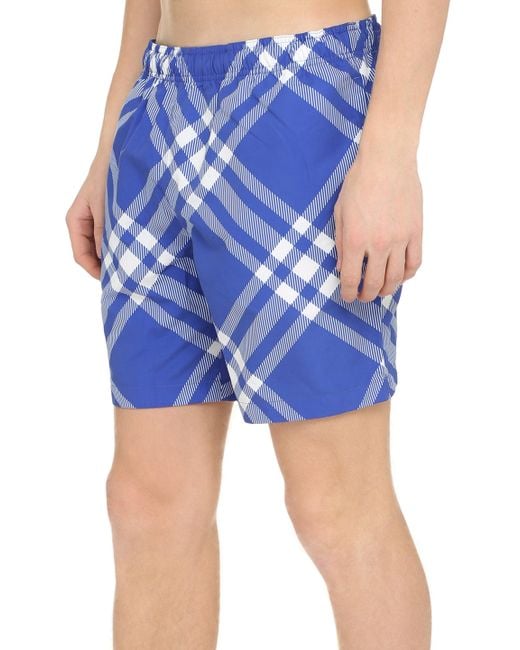 Burberry Blue Printed Swim Shorts for men