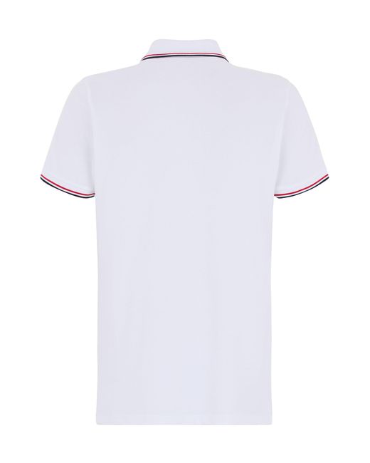 Moncler White Cotton Pique Polo for men