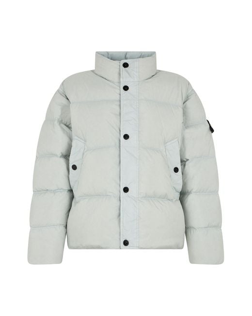 Stone Island Gray Padded Bomber With Logo for men