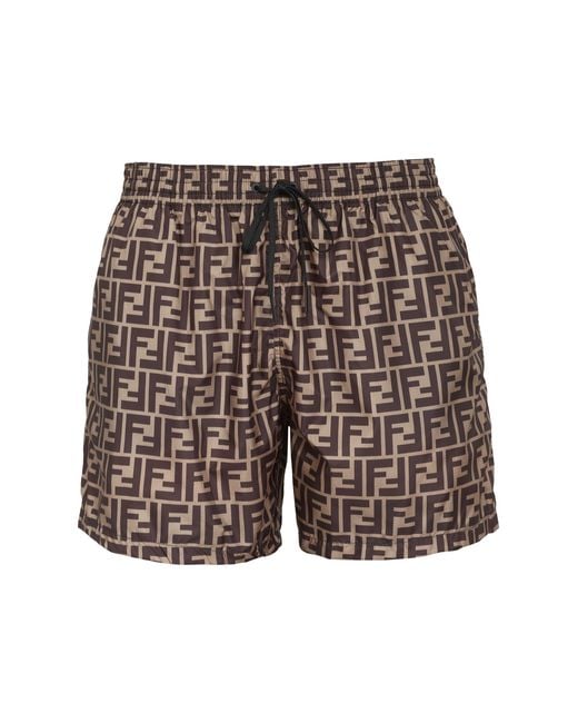 Fendi White All-Over Logo Swim Shorts for men