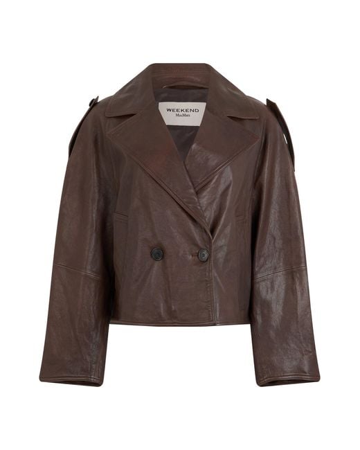 Weekend by Maxmara Brown Short Leather Jacket