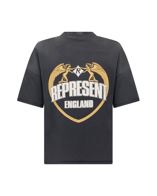Represent Black Cotton T-Shirt With Print On The Back for men