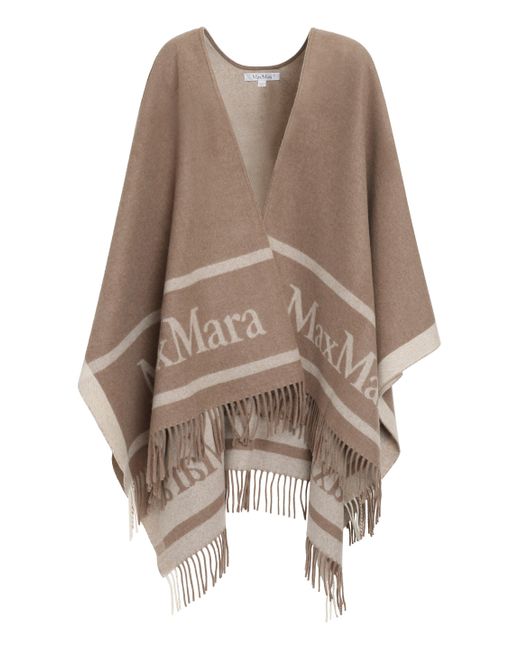 Mantella in lana di Max Mara in Brown