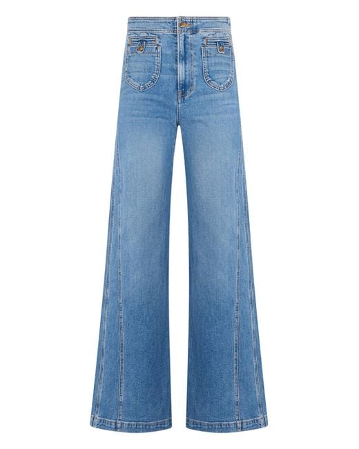 Veronica Beard Blue High-Waist Flared Jeans