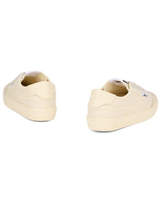 Autry Natural Canvas Sneakers With Leather Inserts