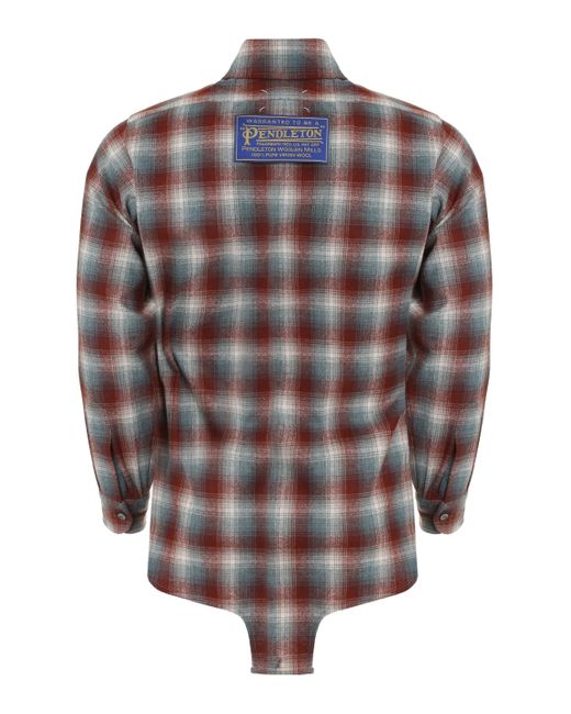 X Pendleton - Camicia in lana a quadri di Maison Margiela in Red da Uomo
