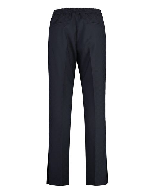 Gucci Blue Jacquard Motif Trousers for men