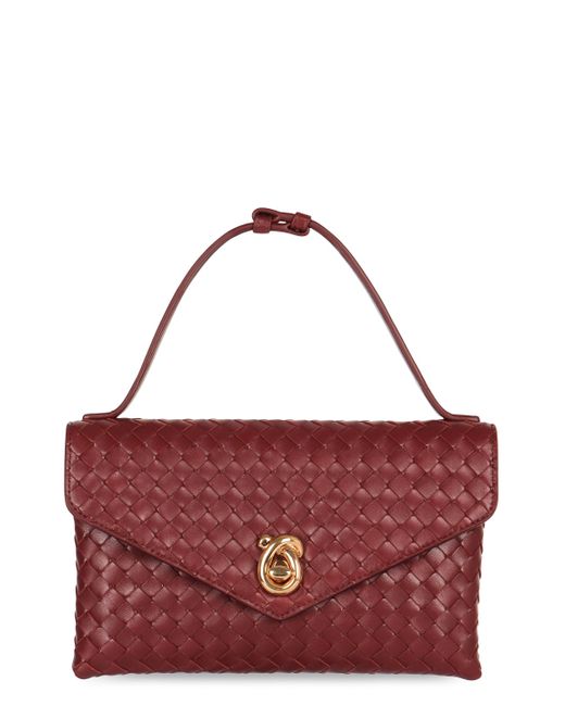 Borsa a tracolla Knot Lock in pelle di Bottega Veneta in Red