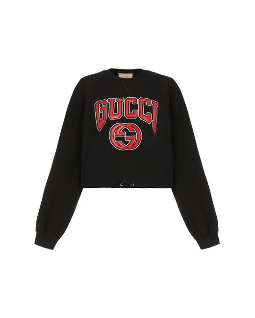 Gucci Black Cotton Crew-Neck Sweatshirt
