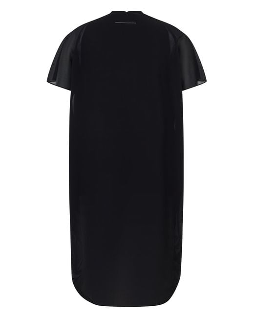 MM6 by Maison Margiela Black Asymmetric Dress With Draping