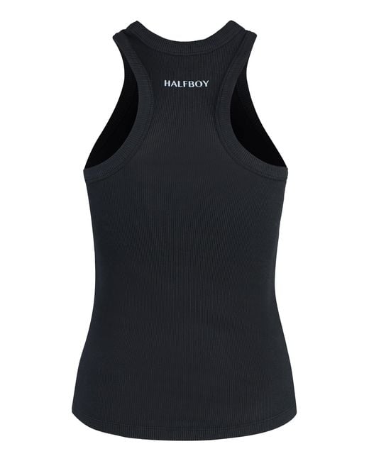 Halfboy Black Cotton Tank Top