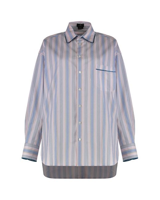 Etro Gray Striped Cotton Shirt