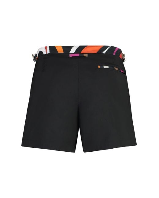 Emilio Pucci Black Nylon Swim Shorts for men