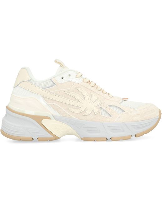 Palm Angels Natural Leather And Fabric Low-Top Sneakers
