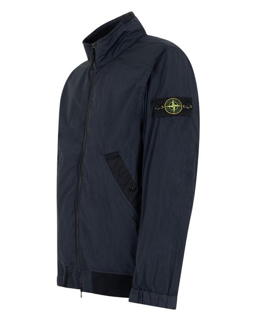 Stone Island Blue Jacket With Zipper for men