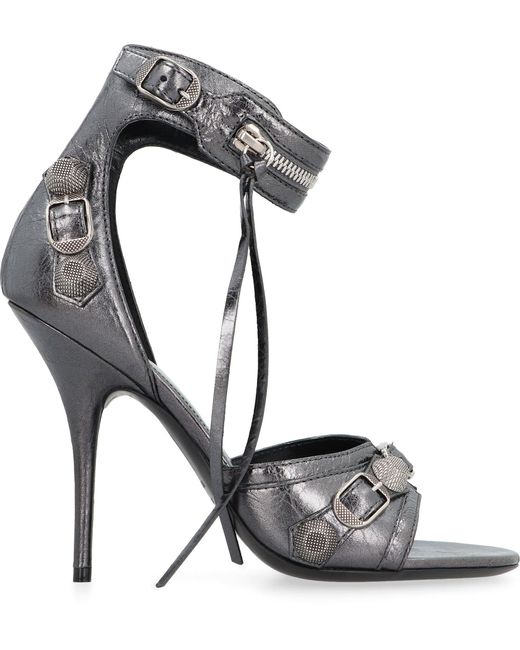 Balenciaga Gray Cagole Leather Sandals