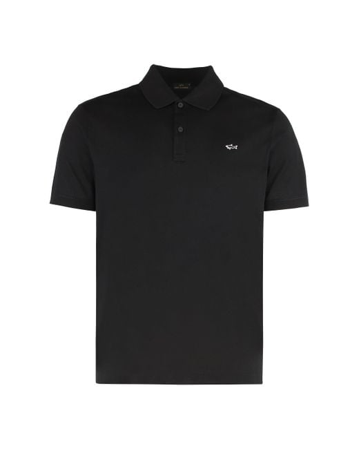 Polo in piquet di cotone di Paul & Shark in Black da Uomo