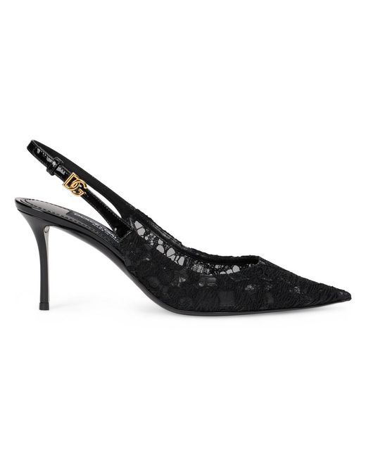 Dolce & Gabbana Black Lace Slingback