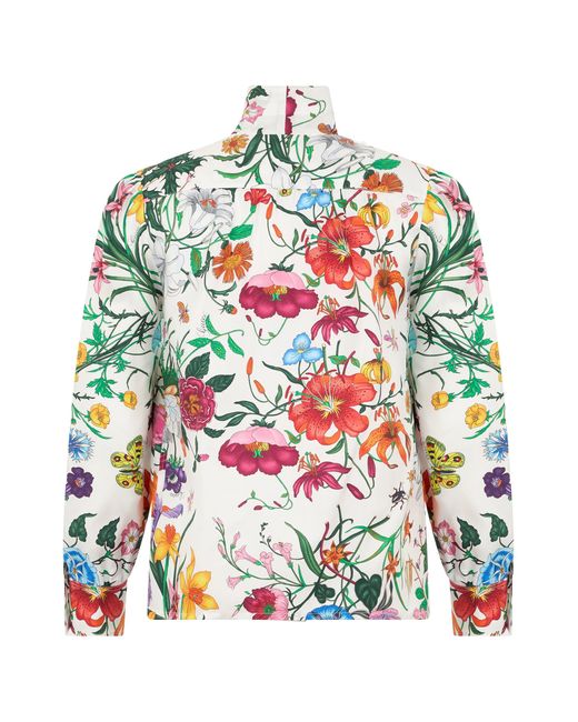 Gucci Multicolor Silk Twill Shirt With Floral Print
