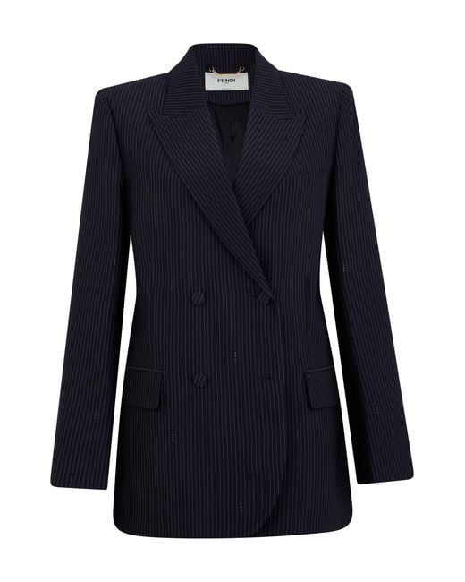 Fendi Blue Double-Breasted Blazer