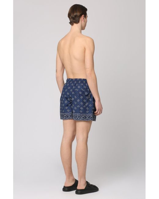 Palm Angels Blue Printed Swim Shorts for men