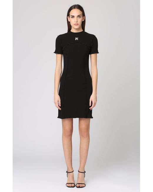 Palm Angels Black Jersey Mini Dress