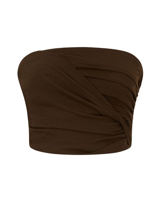 Ganni Brown Crop Top Without Sleeves