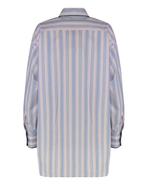 Etro Gray Striped Cotton Shirt