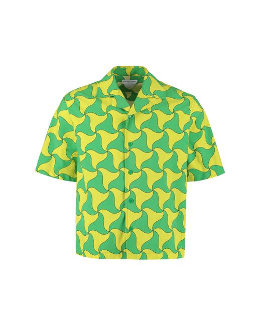 Bottega Veneta Green Printed Short Sleeved Shirt for men