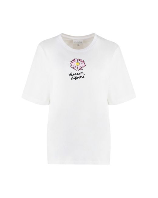 Maison Kitsuné White Cotton Crew-Neck T-Shirt