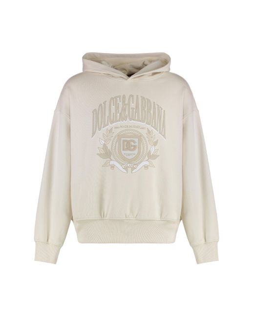 Felpa in cotone con cappuccio di Dolce & Gabbana in White da Uomo