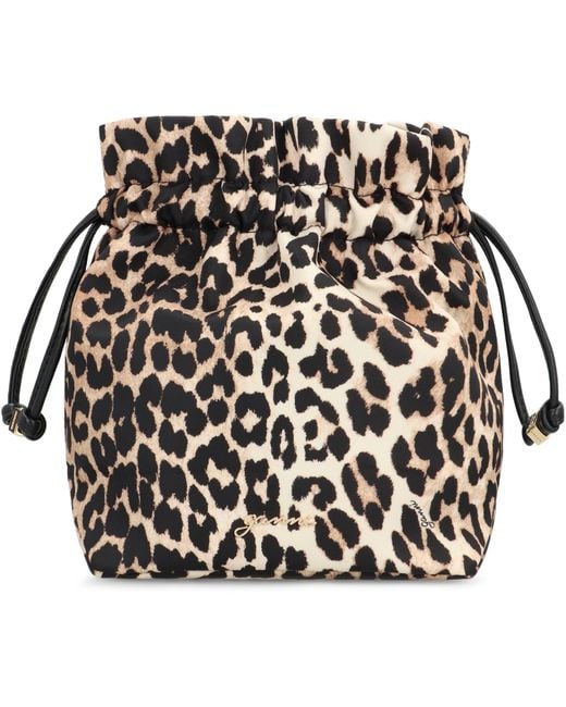 Ganni Black Bucket Bag Bou Printed