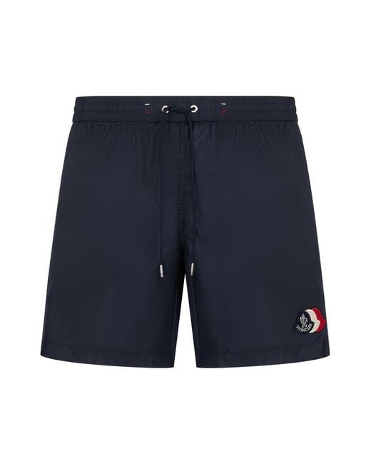 Moncler Blue Swimsuit With Application for men