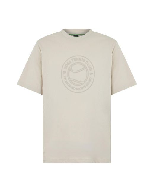 Boss White Cotton T-Shirt With Print for men
