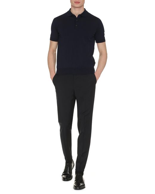 K-Way Blue Pleyne Knitted Cotton Polo Shirt for men