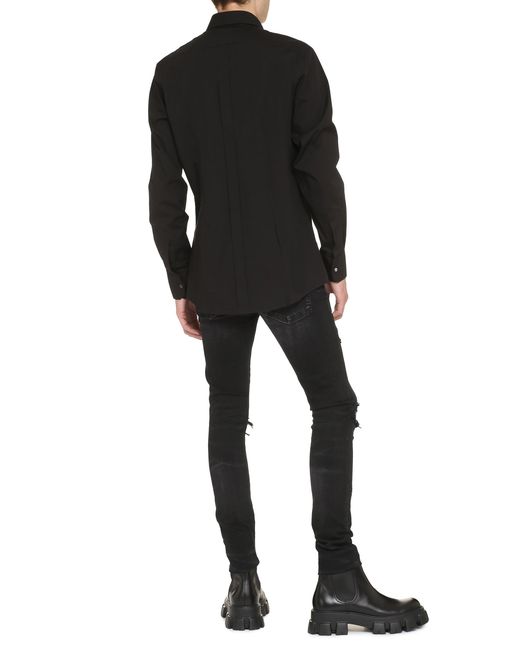 Dolce & Gabbana Black Classic Italian Collar Cotton Shirt for men