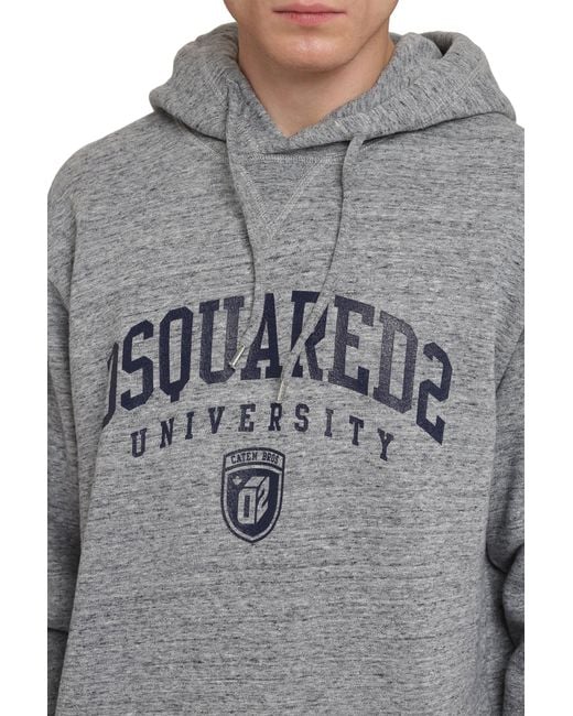 DSquared² Gray Logo Print Hoodie for men