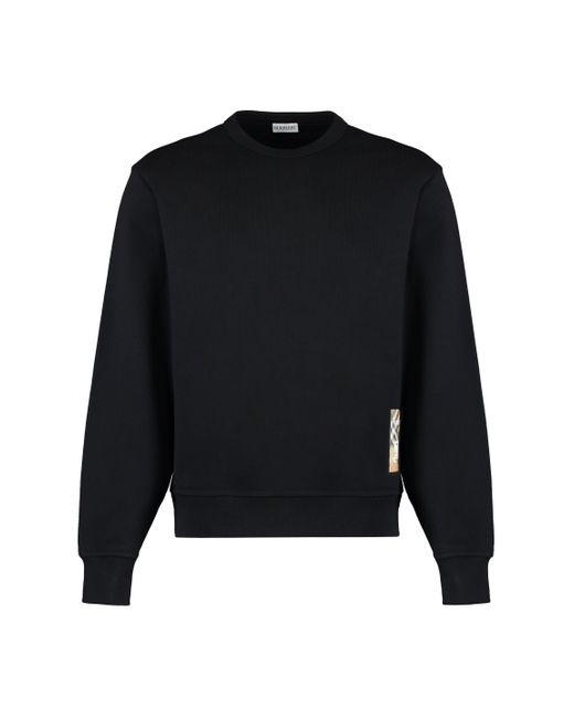 Burberry Logo Patch Crew Neck Sweatshirt in Black for Men | Lyst