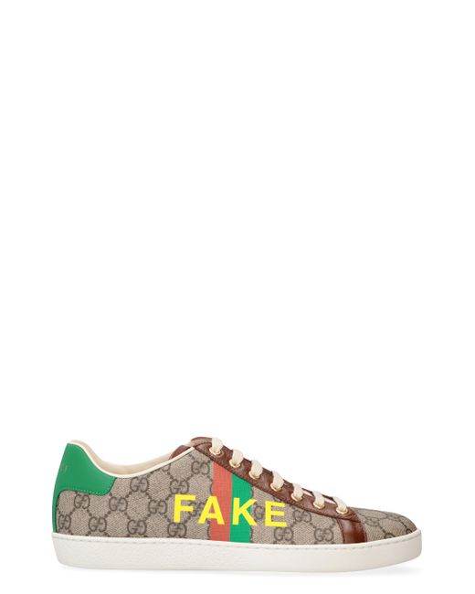 Gucci Green Ace Fake-not Print Sneakers
