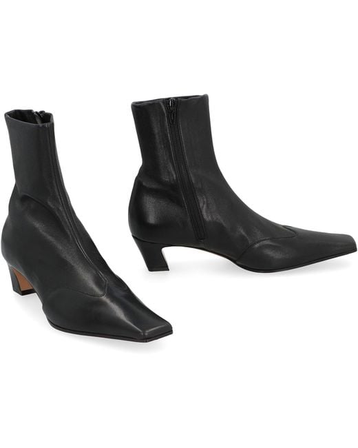 Khaite Black Nevada Leather Ankle Boots