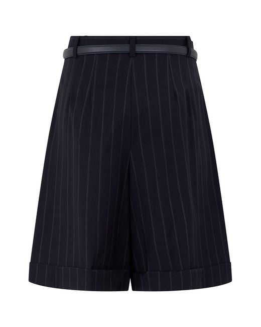 Max Mara Blue Striped Wool Bermuda