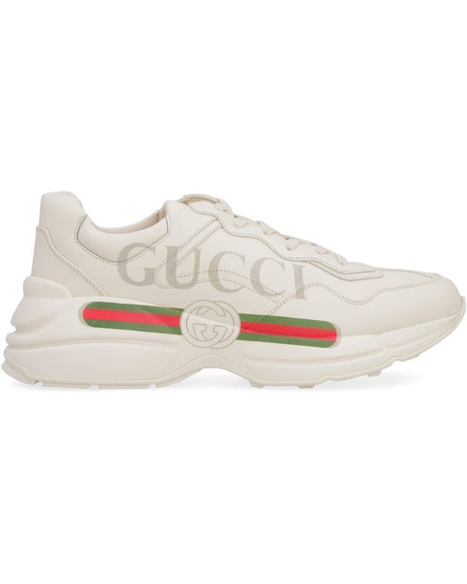 Gucci White Leather Rhyton Sneakers for men