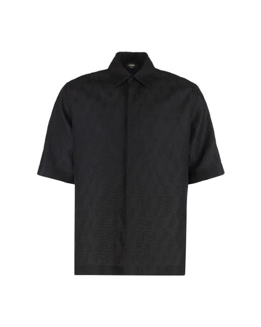 Camicia in lino di Fendi in Black da Uomo